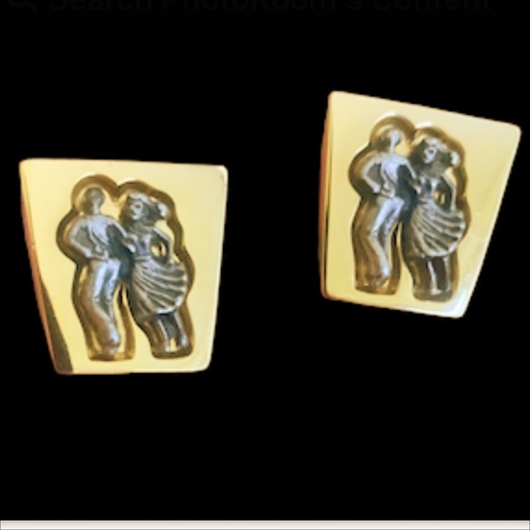 Anson Brand Dancing Couple Cufflinks 1950's Mid Century Swing Sock Hop. - Picture 2 of 5